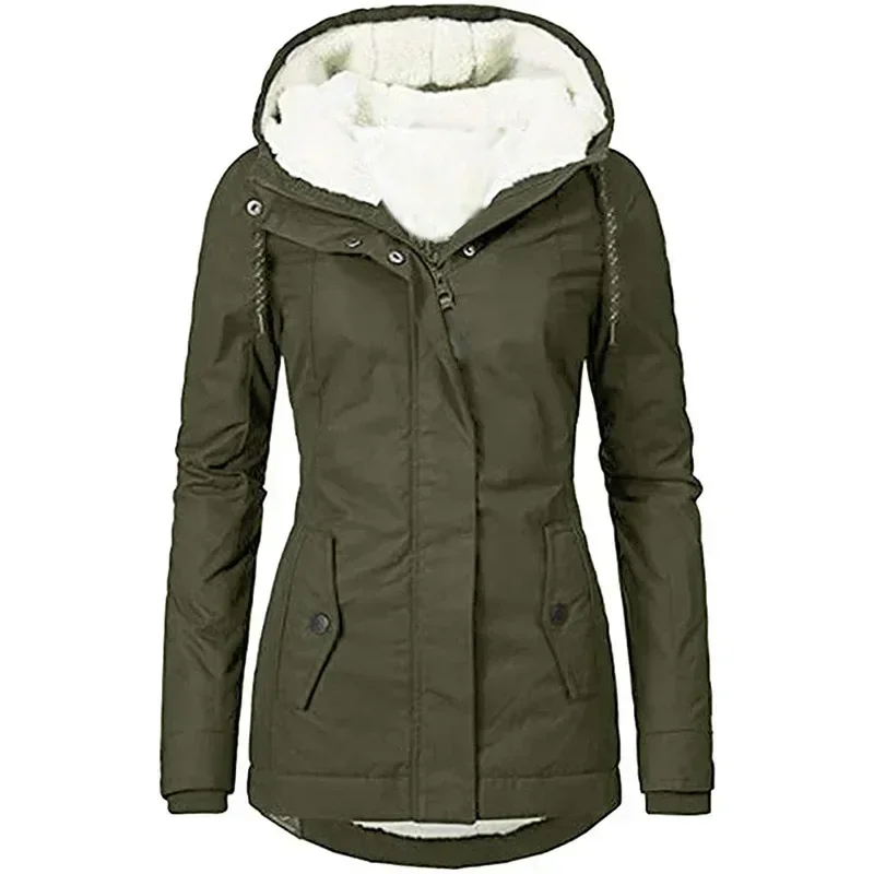 2024 Women Hooded Zipper Coats Winter Warm Thick Fleece Jackets Solid Casual Fit Pockets Parkas Ladies Hooded Hooded Outwear
2024 Women Hooded Zipper Coats Winter Warm Thick Fleece Jackets Solid Casual Fit Pockets Parkas Ladies Hooded Hooded Outwear