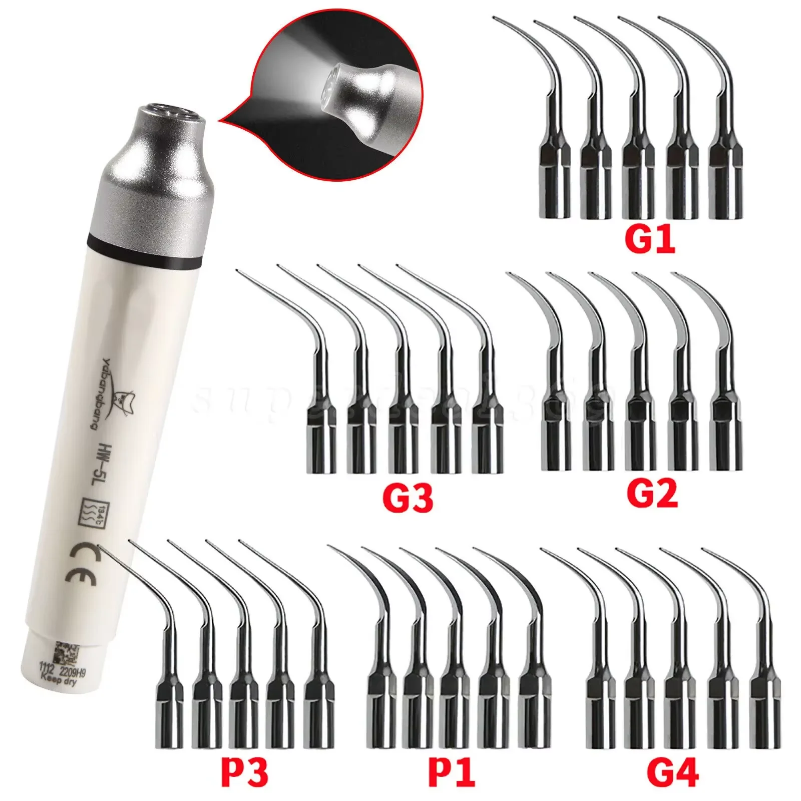 Dental LED Ultrasonic Piezo Scaler Handpiece /5PCS Scaling Tips for EMS Woodpecker
Dental LED Ultrasonic Piezo Scaler Handpiece /5PCS Scaling Tips for EMS Woodpecker