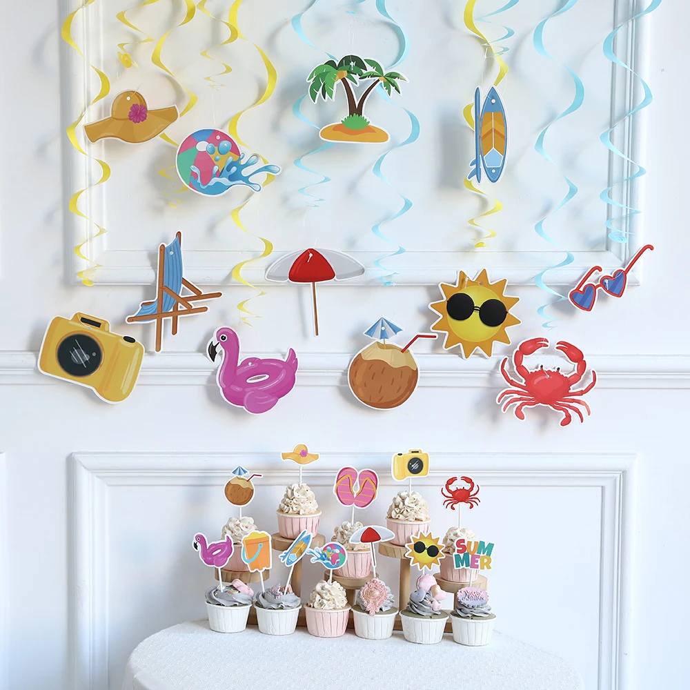 Hawaiian Theme Decoration Banner Sun Pull flag Crab Flamingo Cake Topper Spiral Pendant Summer Birthday Party Baby Shower Decor
Hawaiian Theme Decoration Banner Sun Pull flag Crab Flamingo Cake Topper Spiral Pendant Summer Birthday Party Baby Shower Decor