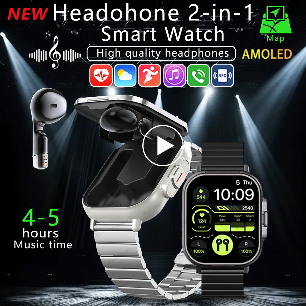 Смарт-часы 2 в 1, с наушниками, 2,01-дюймовый Amoled-экран, Bluetooth-вызов, мужские часы, GPS-трек, монитор сердечного ритма, музыкальные умные часы
Смарт-часы 2 в 1, с наушниками, 2,01-дюймовый Amoled-экран, Bluetooth-вызов, мужские часы, GPS-трек, монитор сердечного ритма, музыкальные умные часы