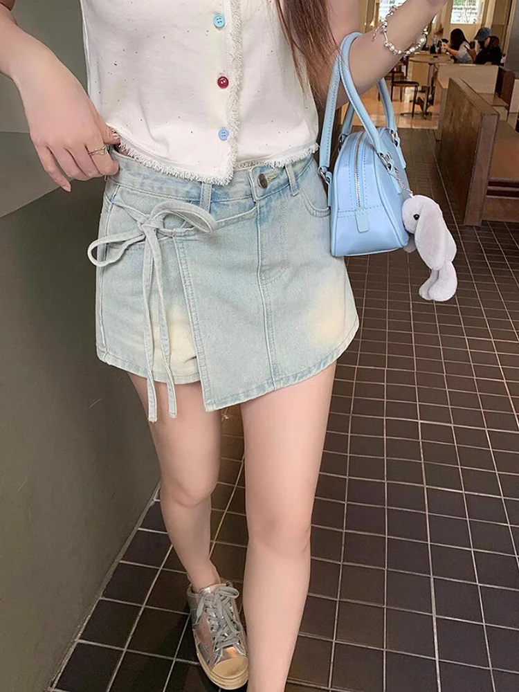 American Retro Blue Fake Two-piece Denim Women Shorts High Waist Slim Tie-up Woman Shorts Fashion Street New Casual Shorts Chic
American Retro Blue Fake Two-piece Denim Women Shorts High Waist Slim Tie-up Woman Shorts Fashion Street New Casual Shorts Chic