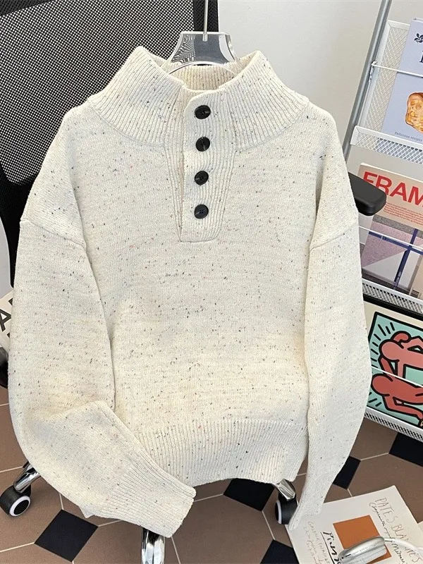Американский вязаный свитер на пуговицах в стиле ретро, мужской свободный повседневный свитер с высоким воротником, длинный свеч-основа на осень-зиму
Американский вязаный свитер на пуговицах в стиле ретро, мужской свободный повседневный свитер с высоким воротником, длинный свеч-основа на осень-зиму