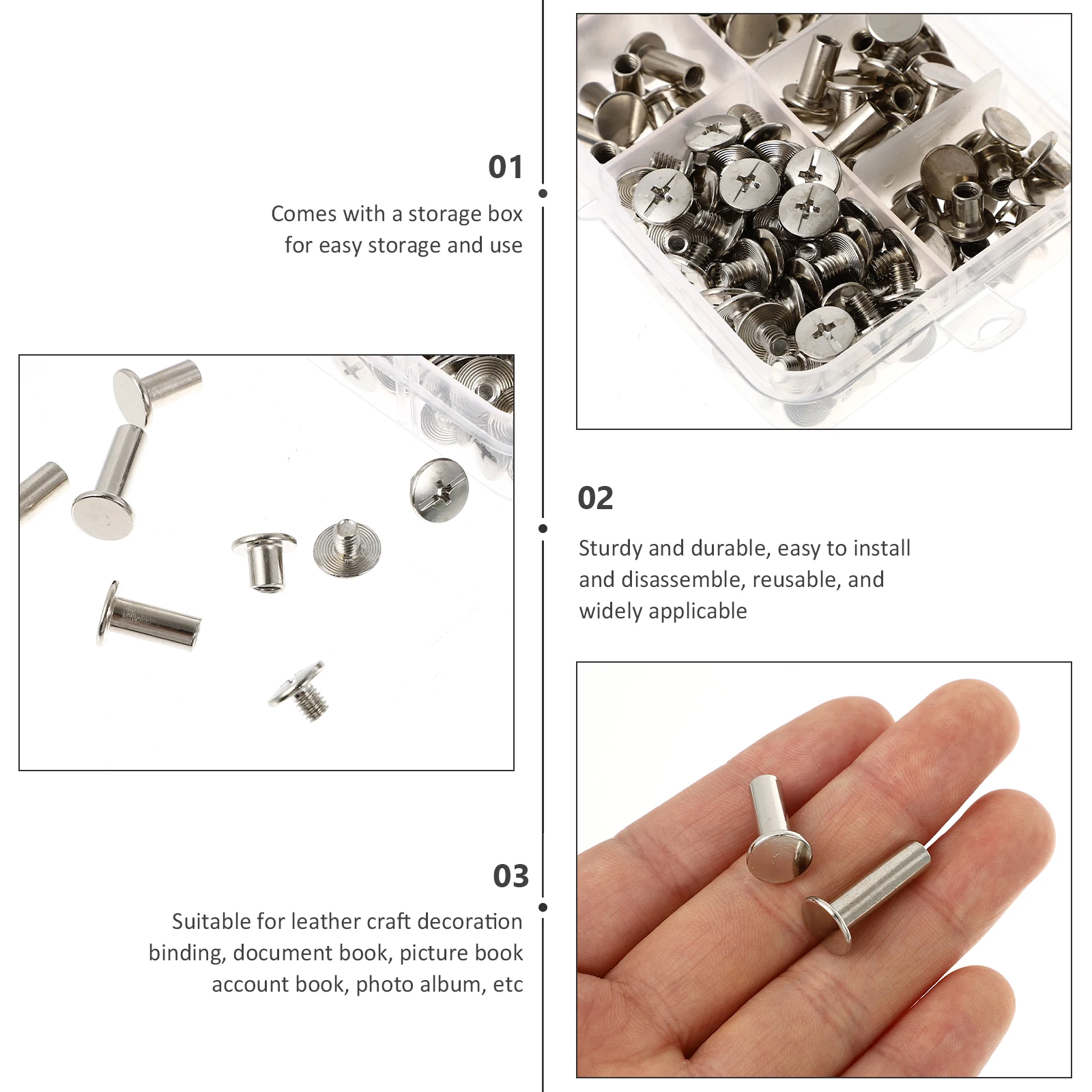 Stainless Steel Rivets Simple Structure Binding Screws Photo Album Short Hair Post Locking Rust-resistant
Stainless Steel Rivets Simple Structure Binding Screws Photo Album Short Hair Post Locking Rust-resistant