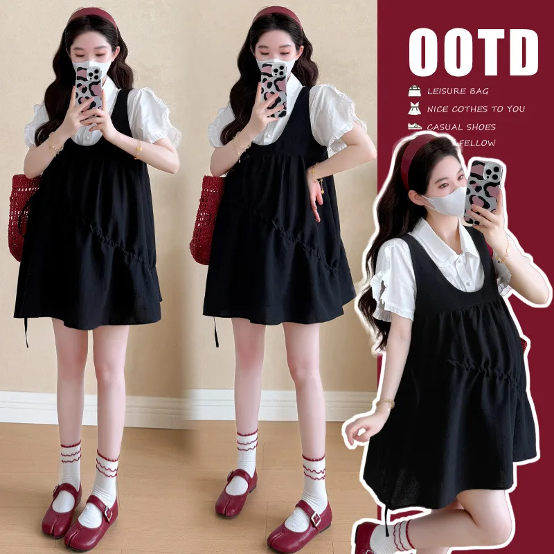 Maternity Suit Summer 2026 Sweet Cute White Short Sleeve Blouse and Black Sleeveless Dress for Pregnant Women
Maternity Suit Summer 2026 Sweet Cute White Short Sleeve Blouse and Black Sleeveless Dress for Pregnant Women