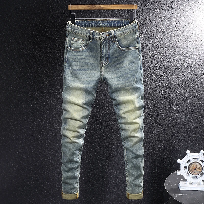 Newly Designer Fashion Men Jeans Retro Washed Blue Stretch Slim Fit Ripped Jeans Men Vintage Casual Denim Pencil Pants Hombre
Newly Designer Fashion Men Jeans Retro Washed Blue Stretch Slim Fit Ripped Jeans Men Vintage Casual Denim Pencil Pants Hombre
