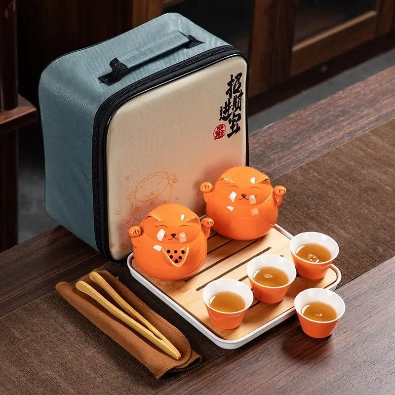 Zhaofai Cat tea set portable travel set with tea tray storage bag creative cute a pot of four cups car outdoor
Zhaofai Cat tea set portable travel set with tea tray storage bag creative cute a pot of four cups car outdoor