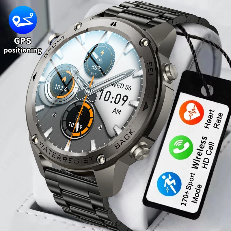 LIGE GPS 5ATM Smart Watch 1.43" AMOLED Screen Voice Call Outdoor Sports Watches Men Waterproof 500mAh Battery Health Smartwatch
LIGE GPS 5ATM Smart Watch 1.43" AMOLED Screen Voice Call Outdoor Sports Watches Men Waterproof 500mAh Battery Health Smartwatch