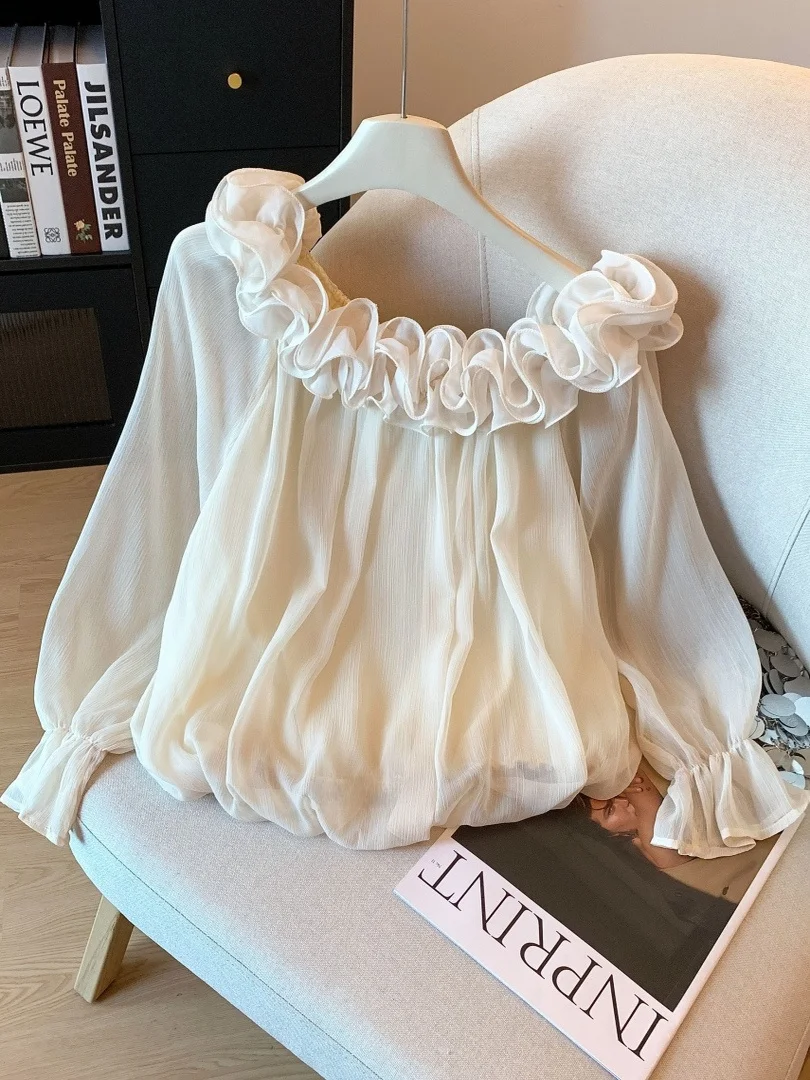 Женская осенняя шифоновая блузка с длинным рукавом, на одно плечо, с цветочным принтом, с завышенной талией, с рукавами-колокол, повседневный топ
Женская осенняя шифоновая блузка с длинным рукавом, на одно плечо, с цветочным принтом, с завышенной талией, с рукавами-колокол, повседневный топ