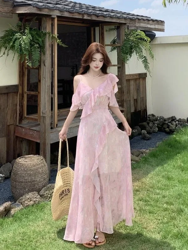 plus Size Floral Print Chiffon Halter Dress Women's Summer New Style Slimming A-Line Skirt High Waist Commute Korean Style Dress
plus Size Floral Print Chiffon Halter Dress Women's Summer New Style Slimming A-Line Skirt High Waist Commute Korean Style Dress
