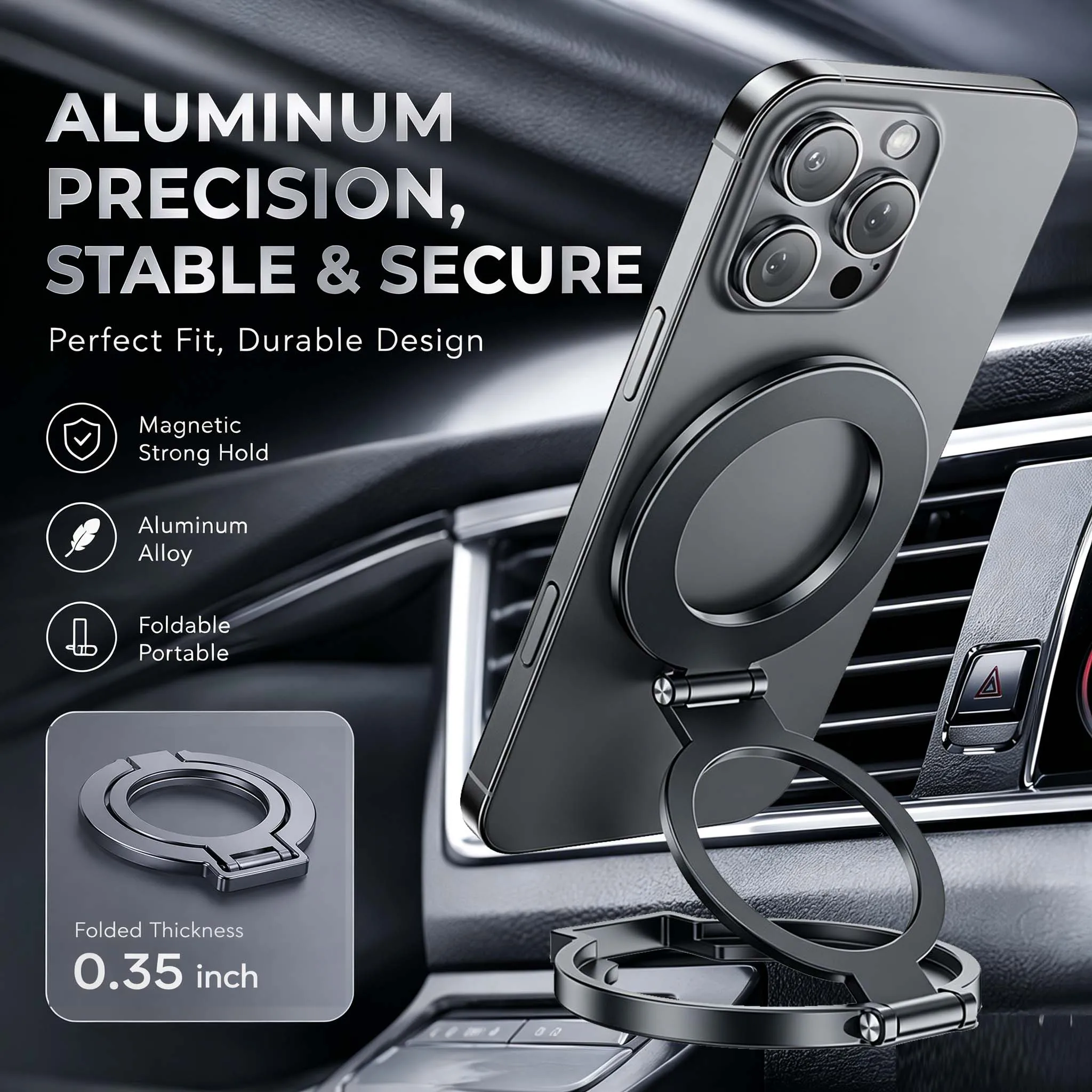 Foldable MagSafe For Car Phone Holder Magnet Ring Double Sided Universal 360° Adjustable Phone Mount Universal
Foldable MagSafe For Car Phone Holder Magnet Ring Double Sided Universal 360° Adjustable Phone Mount Universal