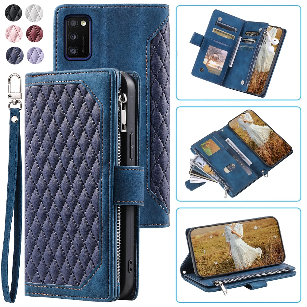 Fashion Zipper Wallet Case For Samsung A41Dual SIM Flip Cover Multi Card Slots Cover Phone Case Card Slot Folio with Wrist Strap
Fashion Zipper Wallet Case For Samsung A41Dual SIM Flip Cover Multi Card Slots Cover Phone Case Card Slot Folio with Wrist Strap