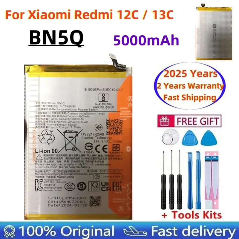 2025 Years 100% Original BN5Q For Xiaomi Redmi 12C / Redmi 13C 23124RN87C Mobile Battery Replacement Batteries Fast Shipping
2025 Years 100% Original BN5Q For Xiaomi Redmi 12C / Redmi 13C 23124RN87C Mobile Battery Replacement Batteries Fast Shipping