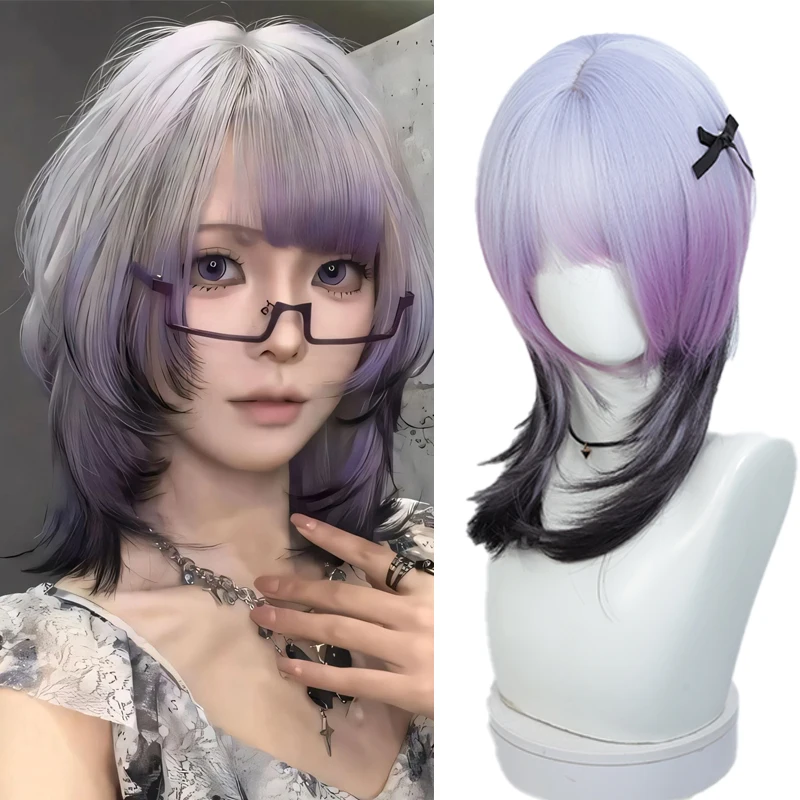 Synthetic Straight Purple Wig Cosplay Wig with Hair Bangs Gradient Purple Wolf Cut Wig for Women Halloween Christmas Party Use
Synthetic Straight Purple Wig Cosplay Wig with Hair Bangs Gradient Purple Wolf Cut Wig for Women Halloween Christmas Party Use