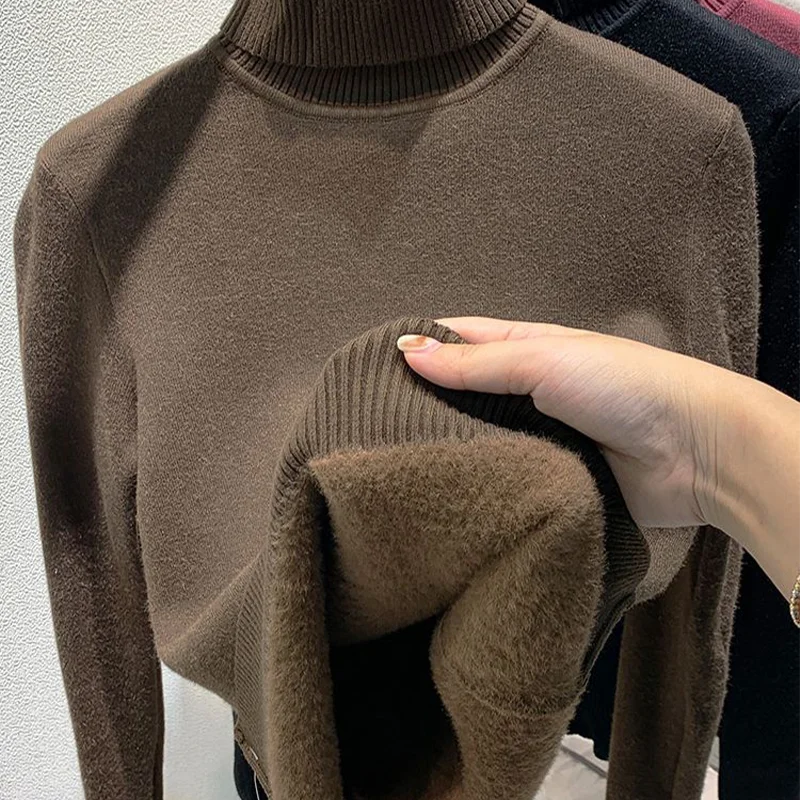 Winter Turtleneck Sweater Women Elegant Thicken Velvet Lined Warm Knitted Pullover Female Slim Long Sleeve Tops Knitwear Jumper
Winter Turtleneck Sweater Women Elegant Thicken Velvet Lined Warm Knitted Pullover Female Slim Long Sleeve Tops Knitwear Jumper