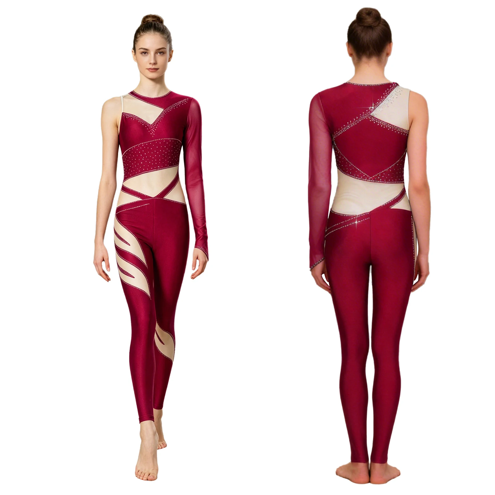 Women Acrobatic Gymnastics Figure Skating Unitards Rhinestones Jumpsuit Ballet Dance Patchwork Mesh Romper Performance Costume
Women Acrobatic Gymnastics Figure Skating Unitards Rhinestones Jumpsuit Ballet Dance Patchwork Mesh Romper Performance Costume