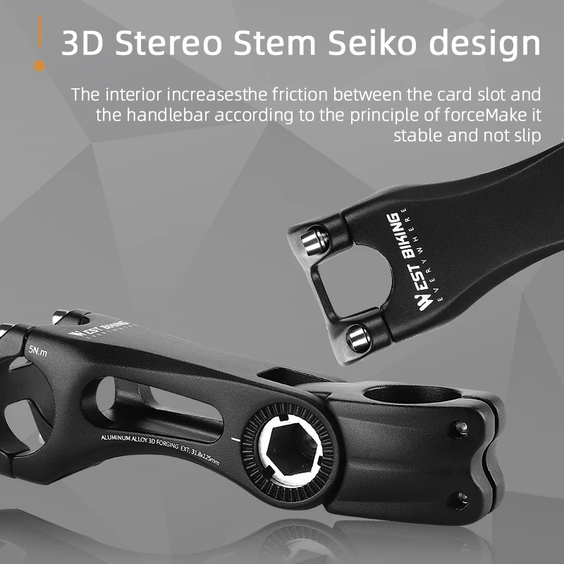 WEST BIKING ±60° Adjustable Bicycle Stem Aluminum Alloy Bike Handlebar Riser Hollow Lightweight Cycling Stem for Mountain Road
WEST BIKING ±60° Adjustable Bicycle Stem Aluminum Alloy Bike Handlebar Riser Hollow Lightweight Cycling Stem for Mountain Road