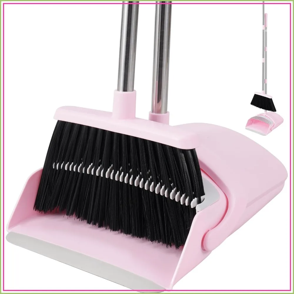 52" Long Handle Broom and Dustpan Set with Comb Teeth for Pet Hair, Hardwood Floors - Adjustable Height, Space Saving
52" Long Handle Broom and Dustpan Set with Comb Teeth for Pet Hair, Hardwood Floors - Adjustable Height, Space Saving