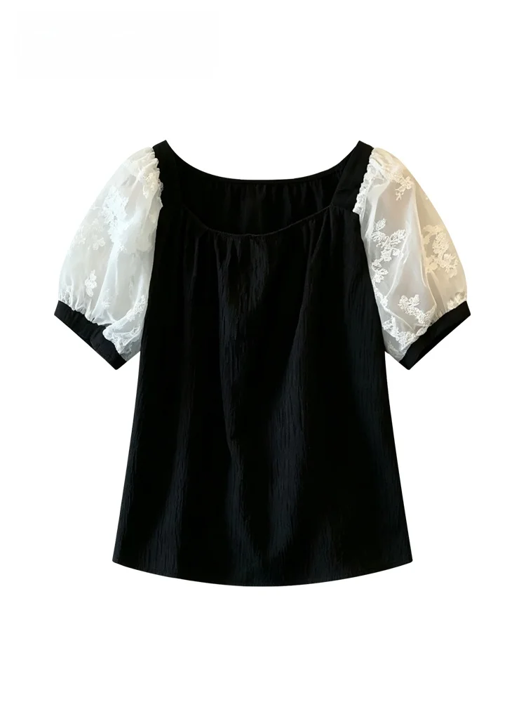 Loose Bubble Sleeve Shirt Women's plus Size French Style Polyester Fiber Summer New Arrival Casual Splicing Top for plus Size
Loose Bubble Sleeve Shirt Women's plus Size French Style Polyester Fiber Summer New Arrival Casual Splicing Top for plus Size