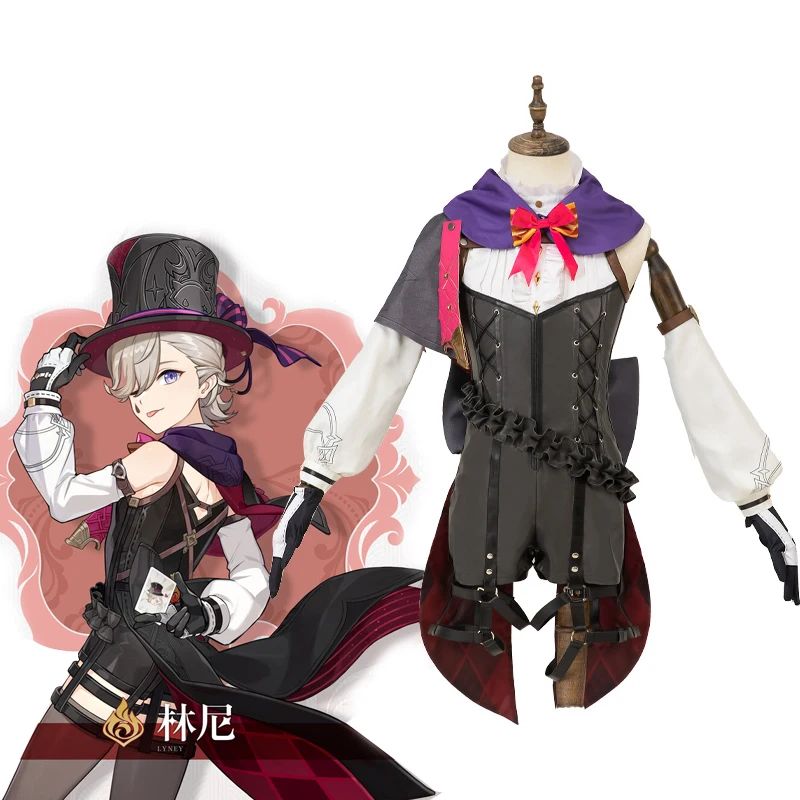 New! Lyney Cosplay Genshin Impact Fontaine Costume Fantasy Black Magician Uniform jumpsuit B
New! Lyney Cosplay Genshin Impact Fontaine Costume Fantasy Black Magician Uniform jumpsuit B
