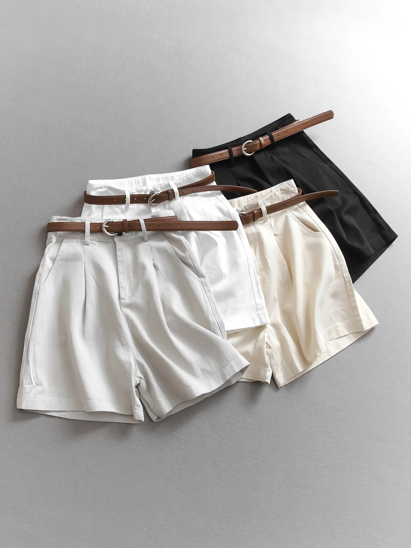 High Waist A-Line Suit Pants Women's Casual Wide Leg Short Shorts Belted Pure Color Slimming High Waist Suit Pants R834
High Waist A-Line Suit Pants Women's Casual Wide Leg Short Shorts Belted Pure Color Slimming High Waist Suit Pants R834