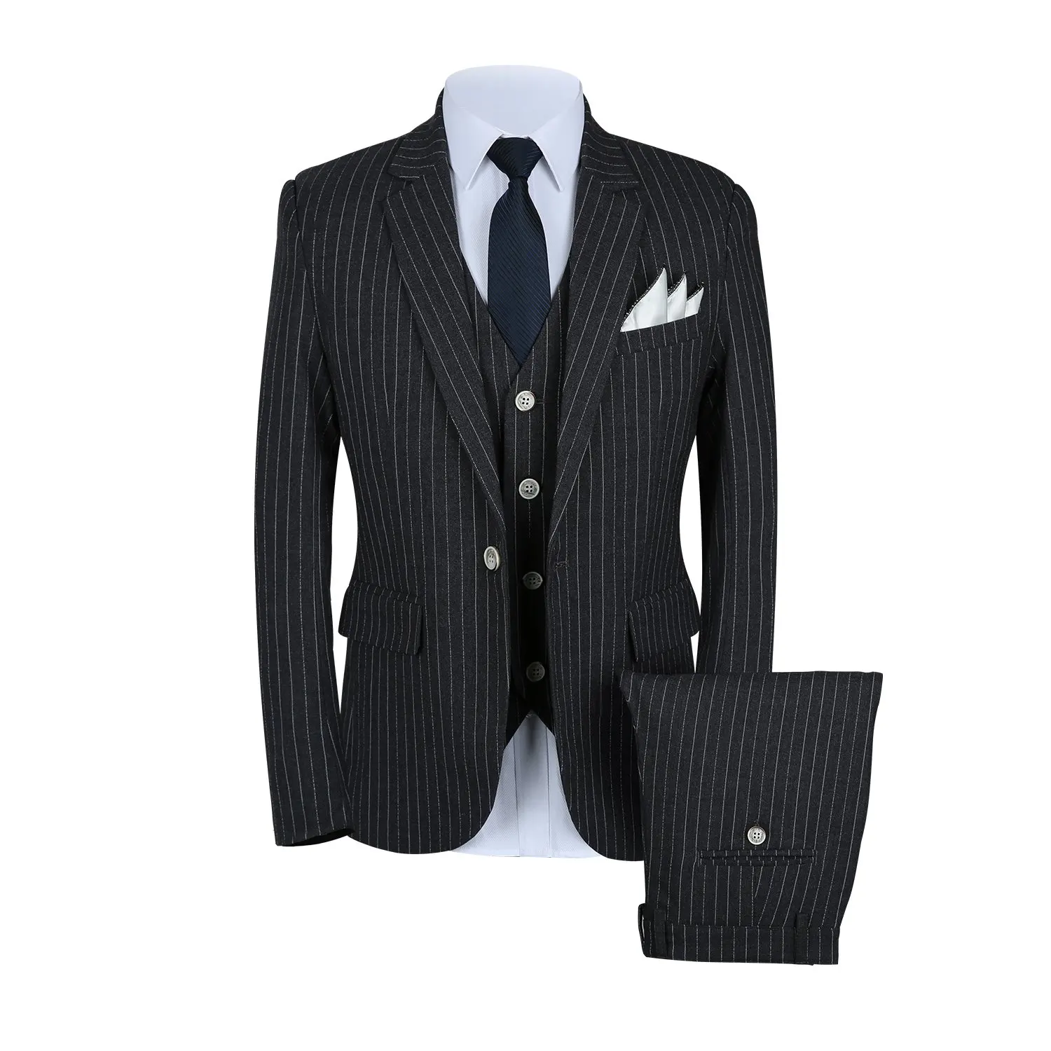 Men's Stripe Suit Notch Lapel Jacket One Button Three Pieces Set Party Tuxedo
Men's Stripe Suit Notch Lapel Jacket One Button Three Pieces Set Party Tuxedo