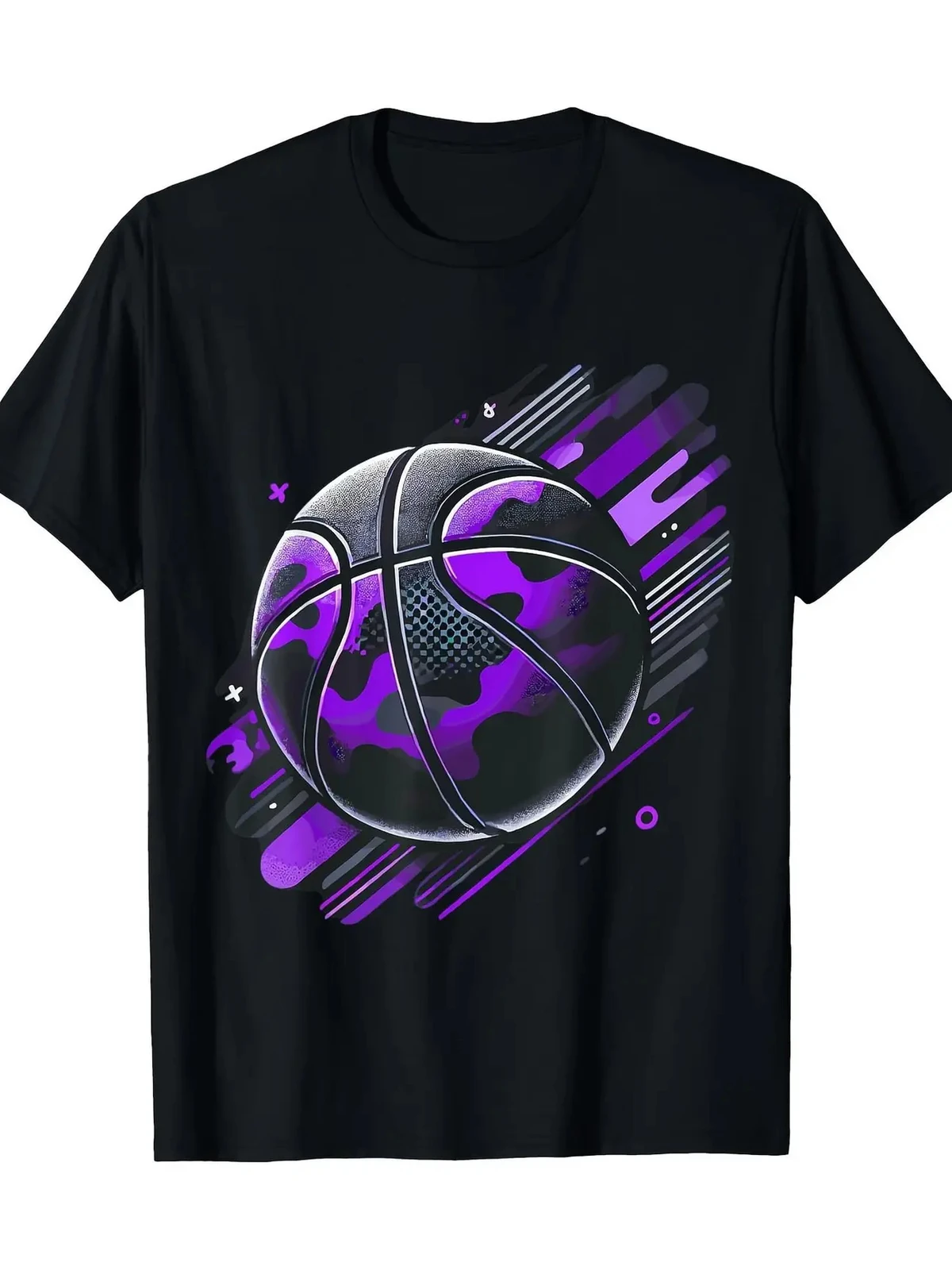100% Cotton Men's Black Graphic T-Shirt | Casual Loose Fit with Purple & White
100% Cotton Men's Black Graphic T-Shirt | Casual Loose Fit with Purple & White
