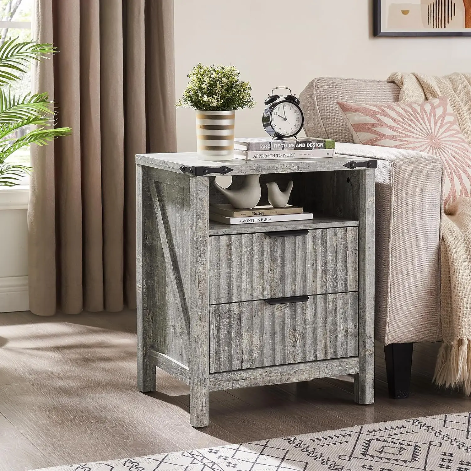 Fluted Nightstand With Charging Station - 20-inch Farmhouse End Side Table - Modern Night Stand - Elegant Wood, Customized
Fluted Nightstand With Charging Station - 20-inch Farmhouse End Side Table - Modern Night Stand - Elegant Wood, Customized