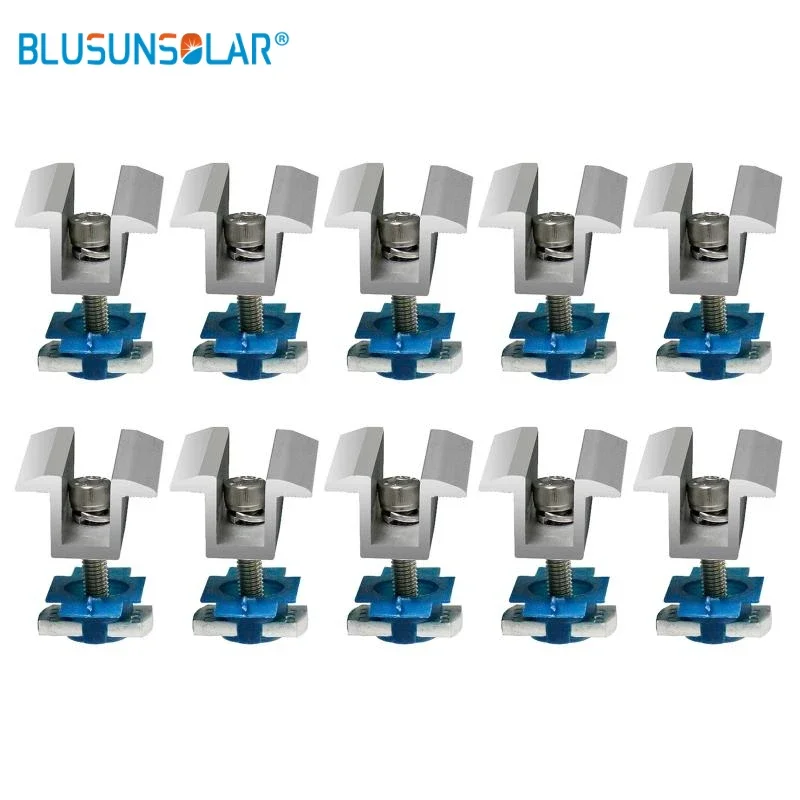 100Pcs Aluminum Solar Panel Mounting Brackets 30-40mm Solar Rail End Clamps Solar Mid Clamps Adjustable Grounding Clamp
100Pcs Aluminum Solar Panel Mounting Brackets 30-40mm Solar Rail End Clamps Solar Mid Clamps Adjustable Grounding Clamp