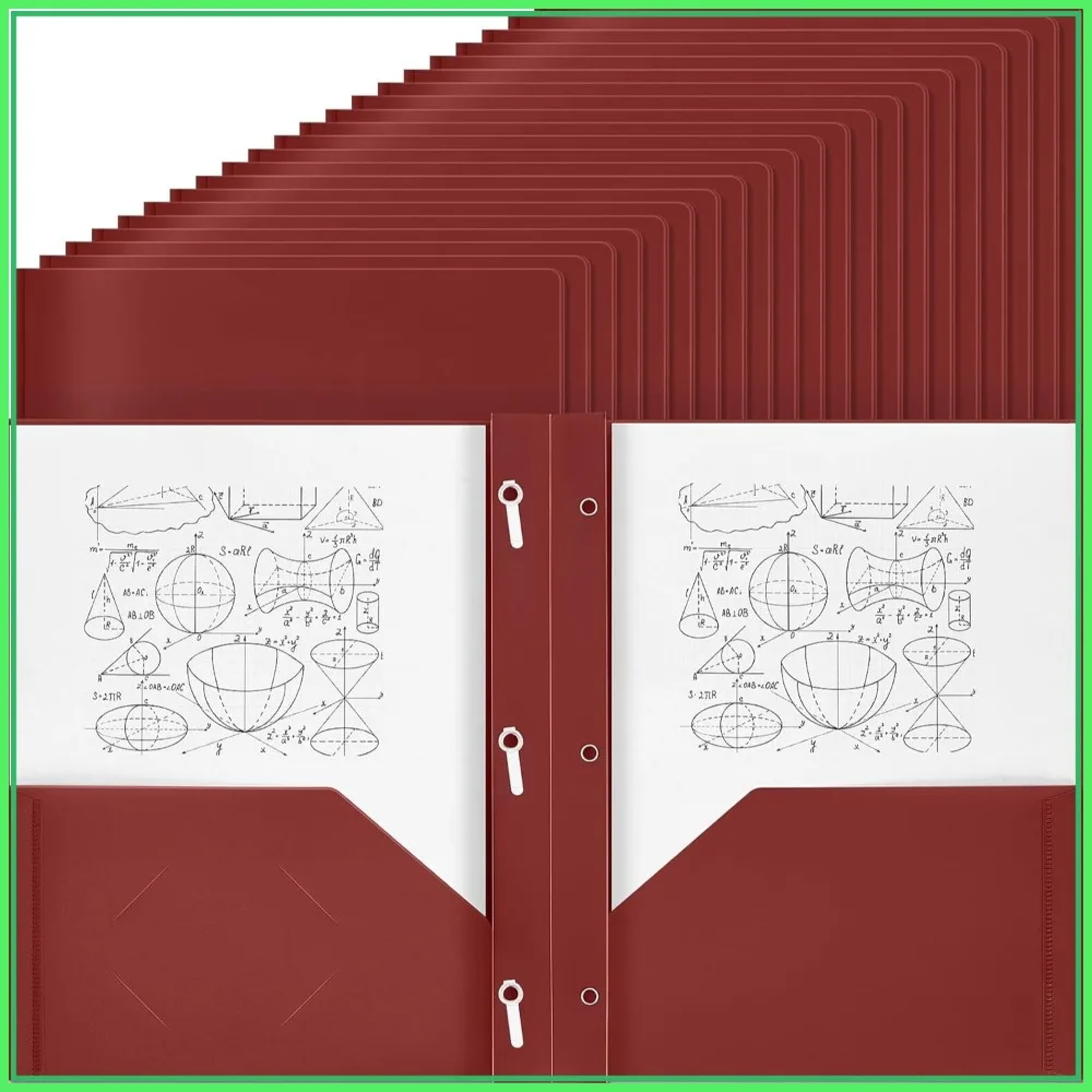 100 Pack Plastic 2 Pocket Folders with Prongs for School Office Dark Red
100 Pack Plastic 2 Pocket Folders with Prongs for School Office Dark Red