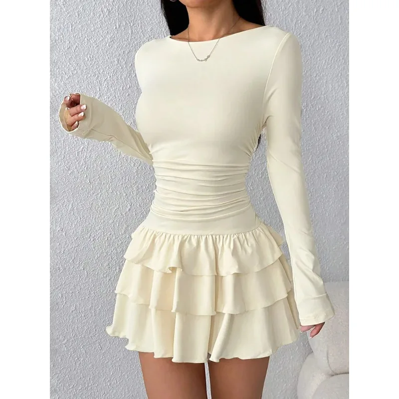 Autumn Winter Solid Color Slim Fit Cascading Ruffles Mini Dress Women Elegant Flare Sleeve High Waist Sexy Party Bodycon Dresses
Autumn Winter Solid Color Slim Fit Cascading Ruffles Mini Dress Women Elegant Flare Sleeve High Waist Sexy Party Bodycon Dresses