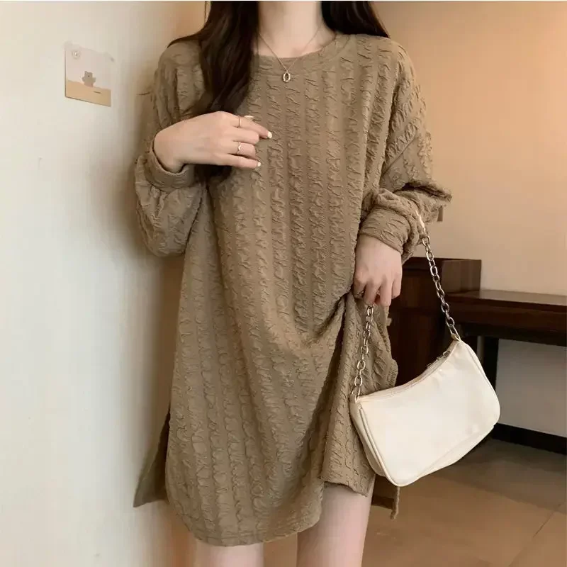 Casual Split Hem Loose T Shirt Tops Spring Autumn New Long Sleeve O-neck Solid Youth Pullovers Fashion Vintage Women Clothing
Casual Split Hem Loose T Shirt Tops Spring Autumn New Long Sleeve O-neck Solid Youth Pullovers Fashion Vintage Women Clothing