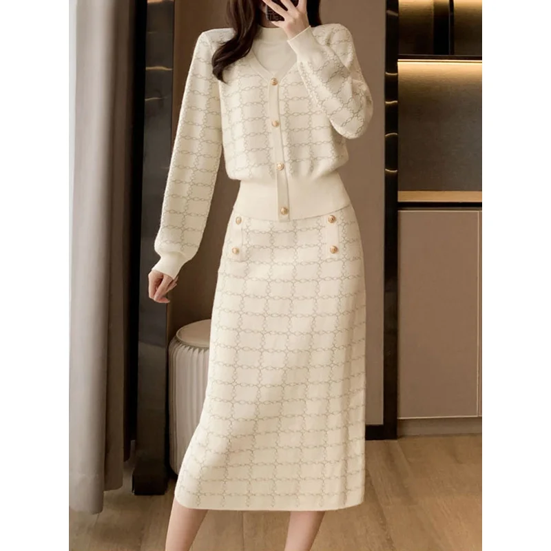 Elegant Slim Plaid Knitted 2 Piece Sets Women Half Turtleneck Sweater Pullover Tops Conjuntos Korean High Waist Skirts Outfit
Elegant Slim Plaid Knitted 2 Piece Sets Women Half Turtleneck Sweater Pullover Tops Conjuntos Korean High Waist Skirts Outfit