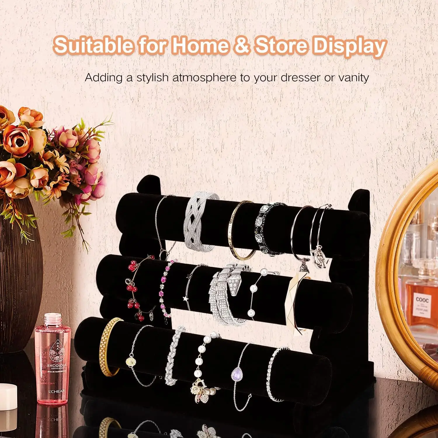 LUNEVA Store OSPNIEEK Velvet Bracelet Holder with 3 Tier Rack, Black Detachable Jewelry Display Stand T-Bar Necklace Storage Organizer for Bangles Watch Bracelets Scrunchies Organization Showcase
LUNEVA Store OSPNIEEK Velvet Bracelet Holder with 3 Tier Rack, Black Detachable Jewelry Display Stand T-Bar Necklace Storage Organizer for Bangles Watch Bracelets Scrunchies Organization Showcase