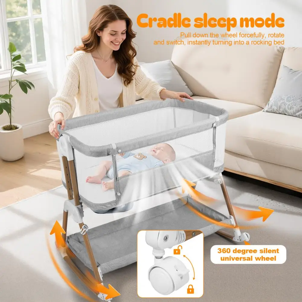 3 In 1 Baby Bassinet, Rocking Bassinet With Soft Mattress, 6 Height Adjustable, Portable Bedside Crib For Newborn Infant
3 In 1 Baby Bassinet, Rocking Bassinet With Soft Mattress, 6 Height Adjustable, Portable Bedside Crib For Newborn Infant