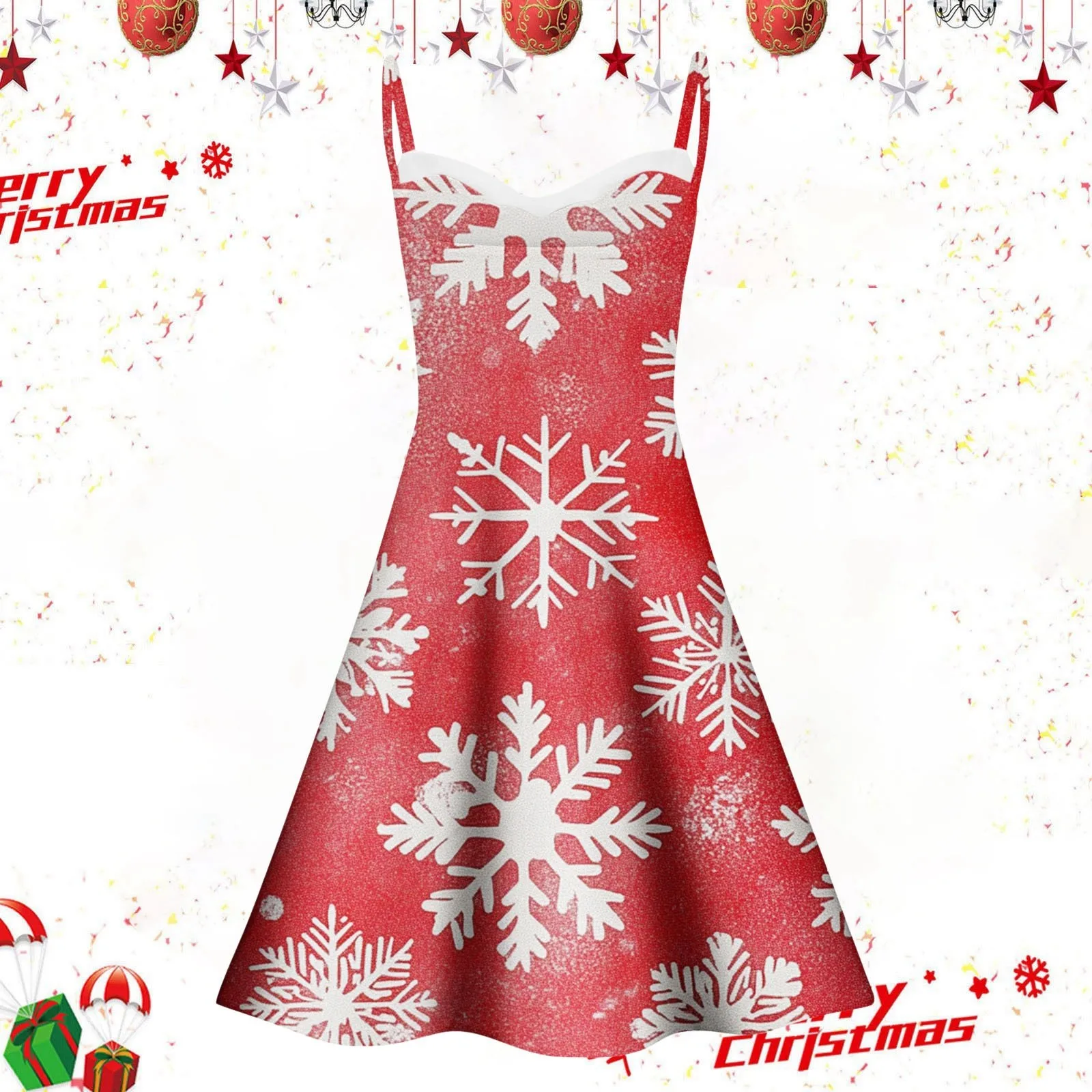 Fashionable Christmas Printing Women's Dresses Casual V Neck Sleeveless Sling Sexy Slimming Fit Ladies Dress With Fuzz
Fashionable Christmas Printing Women's Dresses Casual V Neck Sleeveless Sling Sexy Slimming Fit Ladies Dress With Fuzz
