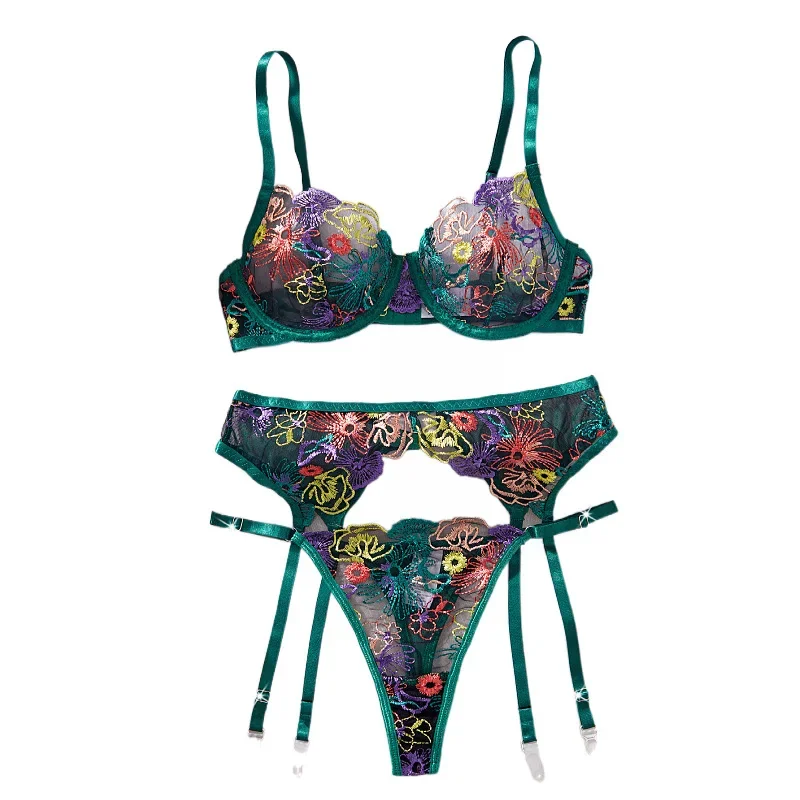 3 Piece Set New Erotic Western Style Colorful Embroidery Featuring Sensual Mesh Patchwork Alluring Exquisite Sexy Lingerie Set
3 Piece Set New Erotic Western Style Colorful Embroidery Featuring Sensual Mesh Patchwork Alluring Exquisite Sexy Lingerie Set