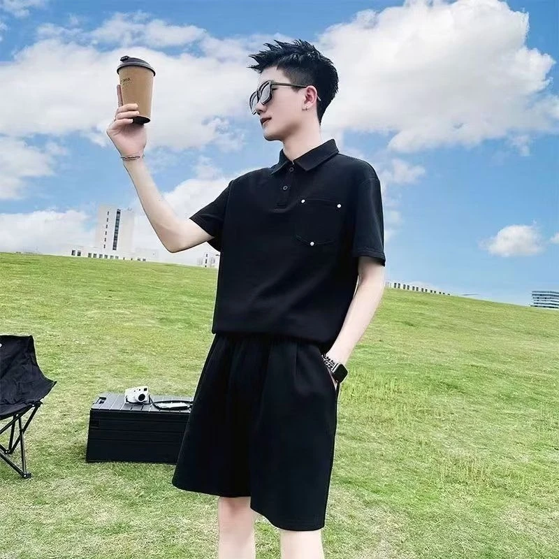 Men's Polo Shirt Set Short Sleeve Casual Business Outfit Summer 2 Piece Sets Loose Fit Streetwear Male Clothes
Men's Polo Shirt Set Short Sleeve Casual Business Outfit Summer 2 Piece Sets Loose Fit Streetwear Male Clothes