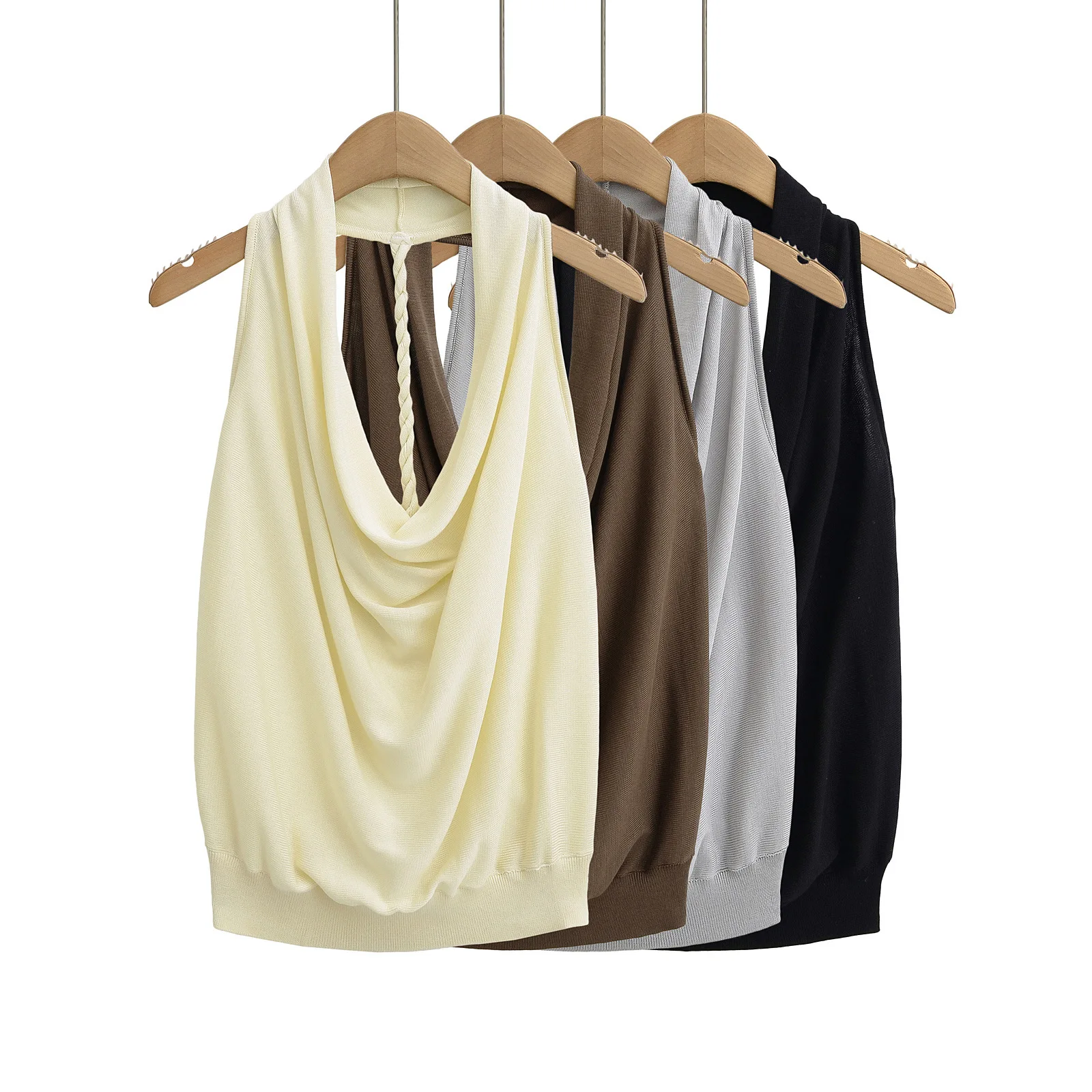 Neck knitted sling vest women's 2025 new sexy slim sleeveless halter top
Neck knitted sling vest women's 2025 new sexy slim sleeveless halter top