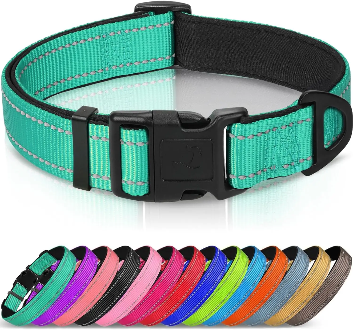 Reflective Dog Collar, Soft Neoprene Padded, Metal D-Ring, Nylon Pet Collar Adjustable for Large Dogs, Teal, L
Reflective Dog Collar, Soft Neoprene Padded, Metal D-Ring, Nylon Pet Collar Adjustable for Large Dogs, Teal, L