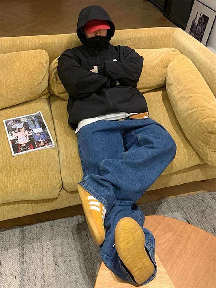 Retro American Blue Waed Jeans Casual Loose Straight Leg Trousers Street Sle for Teenagers All Seasons Wear Resistant
Retro American Blue Waed Jeans Casual Loose Straight Leg Trousers Street Sle for Teenagers All Seasons Wear Resistant