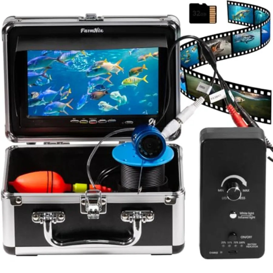 Underwater Fishing Camera for ice lake and boat fishing, waterproof portable fish finder with 7 LCD monitor, black housing, 100
Underwater Fishing Camera for ice lake and boat fishing, waterproof portable fish finder with 7 LCD monitor, black housing, 100