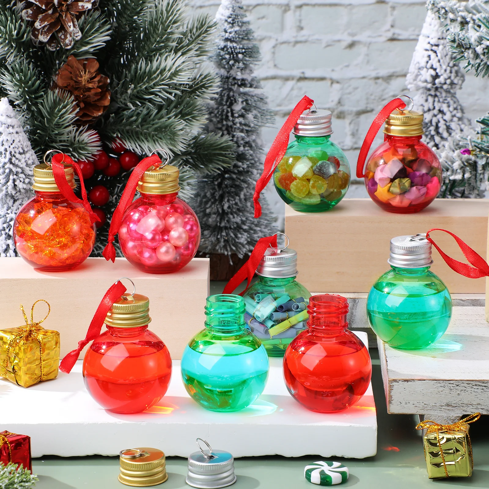 24Pcs Clear Plastic Hanging Ball Bottles Cap Design Versatile Fillable Christmas Baubles Candy Drink Containers 50ml DIY Crafts
24Pcs Clear Plastic Hanging Ball Bottles Cap Design Versatile Fillable Christmas Baubles Candy Drink Containers 50ml DIY Crafts