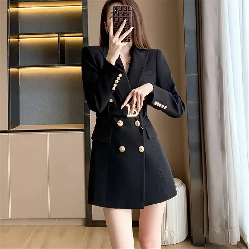 Coat Women's Spring Autumn New Solid Color Lapel Long-sleeved Belt Double-breasted Personality Jacket Slim Female Clothing ZM605
Coat Women's Spring Autumn New Solid Color Lapel Long-sleeved Belt Double-breasted Personality Jacket Slim Female Clothing ZM605