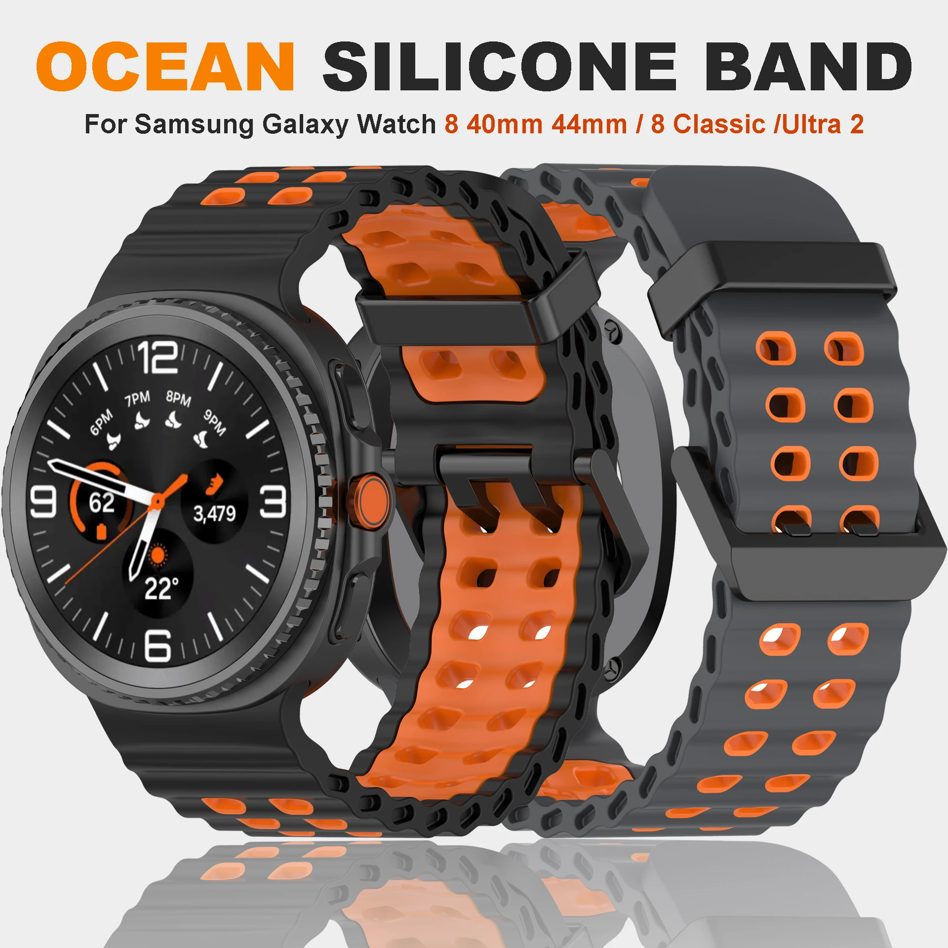 Silicone Band for Samsung Galaxy Watch 8 Classic/40 44mm Ocean Band for Galaxy Watch 40/44mm Watch 8 Classic Accessories Strap
Silicone Band for Samsung Galaxy Watch 8 Classic/40 44mm Ocean Band for Galaxy Watch 40/44mm Watch 8 Classic Accessories Strap
