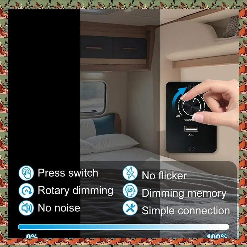 ABLQ DC 12-24 V LED Dimmer PWM Dimmer Switch, 5 A 3 Wire Dimmer For LED Bulbs With USB Fast Charging QC 3.0 For RV,Boat,Truck
ABLQ DC 12-24 V LED Dimmer PWM Dimmer Switch, 5 A 3 Wire Dimmer For LED Bulbs With USB Fast Charging QC 3.0 For RV,Boat,Truck