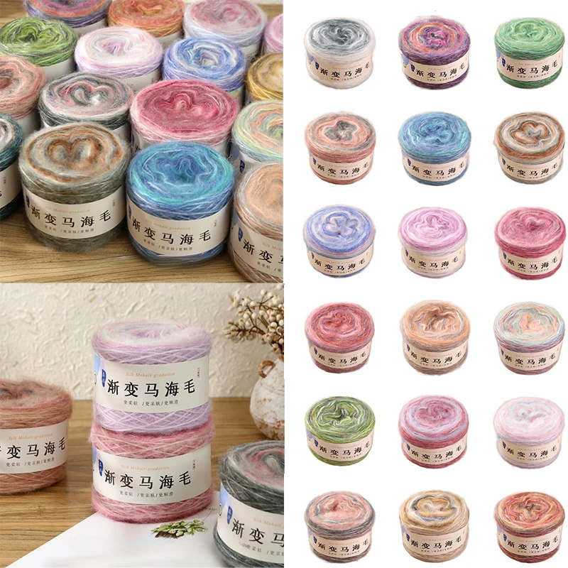 DIY 50g/Roll Gradient Colorful Mohair Multicolor Rainbow Yarn Hand-Woven Soft Yarn For Knitting Crochet Sweater
DIY 50g/Roll Gradient Colorful Mohair Multicolor Rainbow Yarn Hand-Woven Soft Yarn For Knitting Crochet Sweater