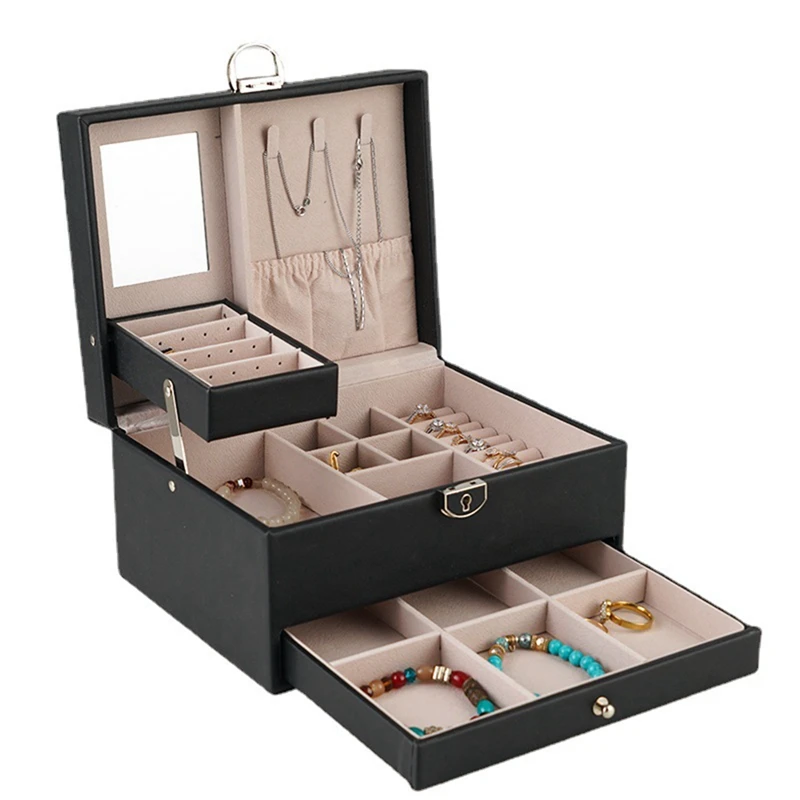New PU Double Drawer Jewelry Box Large Capacity Jewelry Box Ring Earrings Necklace Jewelry Storage Box Durable Easy Install
New PU Double Drawer Jewelry Box Large Capacity Jewelry Box Ring Earrings Necklace Jewelry Storage Box Durable Easy Install