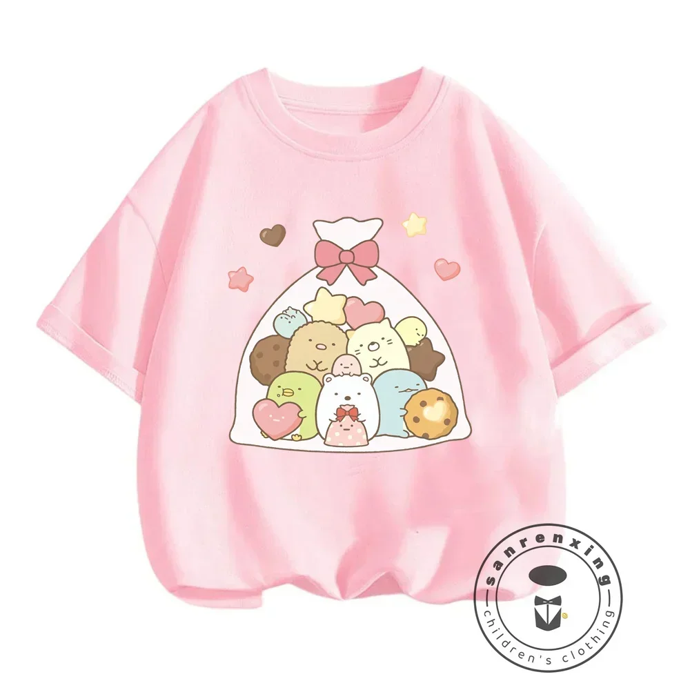 Kawaii летние стили для детей Sumikkogurashi, эластичные футболки с круглым вырезом и принтами персонажей для мальчиков и девочек, простые, свободные
Kawaii летние стили для детей Sumikkogurashi, эластичные футболки с круглым вырезом и принтами персонажей для мальчиков и девочек, простые, свободные