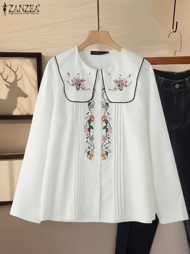 ZANZEA Women Shirts Fashion Embroidery Long Sleeve Tops 2025 Elegant Floral Printed Peter Pan Collar Casual Oversized Blusas
ZANZEA Women Shirts Fashion Embroidery Long Sleeve Tops 2025 Elegant Floral Printed Peter Pan Collar Casual Oversized Blusas