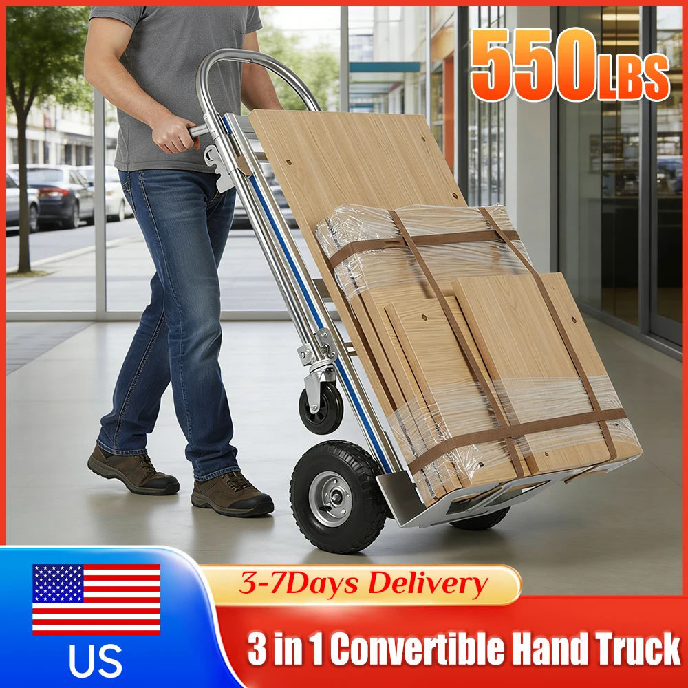 550LBS 3-in-1 Convertible Hand Truck with Wheels Folding Dolly Cart for Logistics Shopping Warehouse Garden Home Office Moving
550LBS 3-in-1 Convertible Hand Truck with Wheels Folding Dolly Cart for Logistics Shopping Warehouse Garden Home Office Moving 